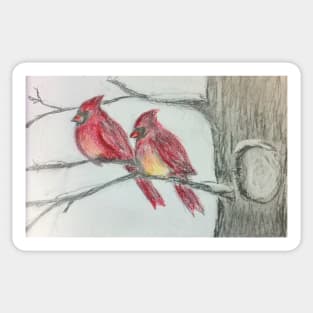 Cardinals sitting on a tree. Sticker